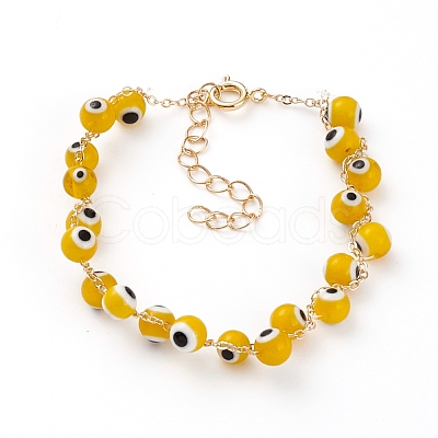 Handmade Evil Eye Lampwork  Beaded Bracelets BJEW-JB05856-1