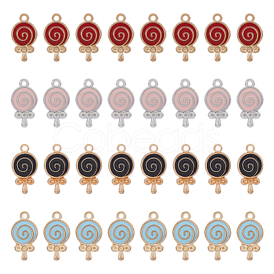 80Pcs 4 Colors Rack Plating Alloy Enamel Pendant Rhinestone Settings FIND-DC0003-11-1