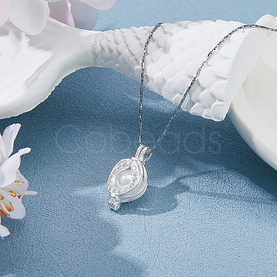 925 Sterling Silver Micro Pave Clear Cubic Zirconia Empty Bead Cage Pendants STER-WH0005-64-1