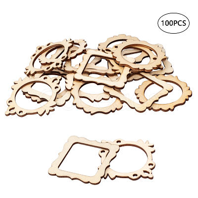 Undyed Wood Pendants WOOD-I004-36-1