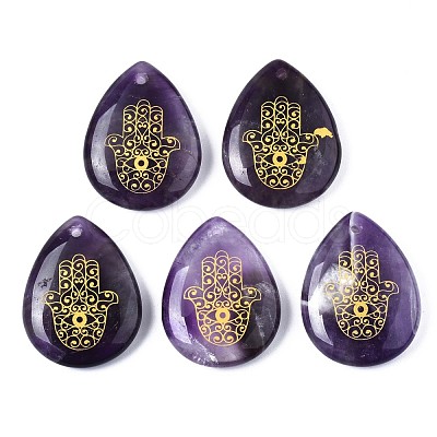 Natural Amethyst Pendants G-T122-73E-1