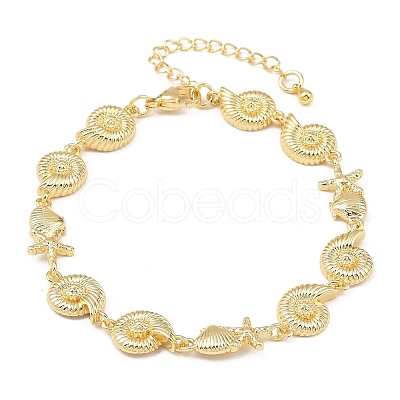 Brass Link Chain Bracelets for Women BJEW-A090-06A-G-1