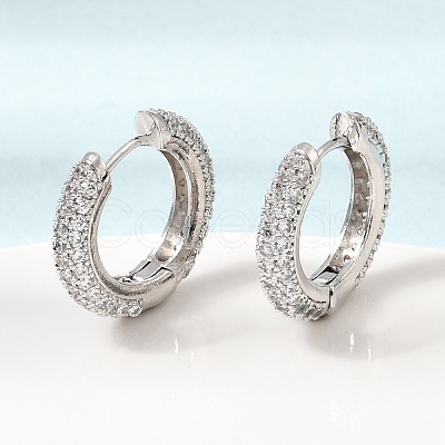 Brass Micro Pave Cubic Zirconia Hoop Earrings KK-CBA8324-24P-04-1