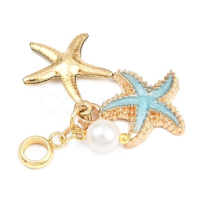 5Pcs 5 Colors Double Starfish Alloy Enamel European Dangle Charms PALLOY-JF04458-1