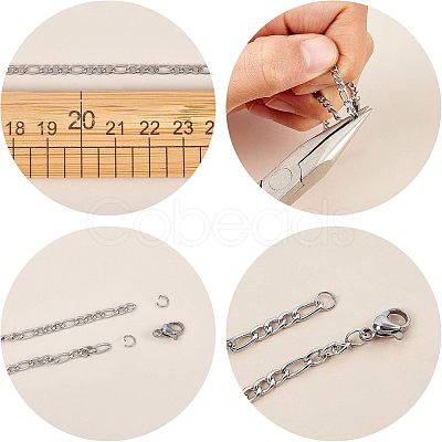304 Stainless Steel Figaro Chains CHS-UN0001-09-1
