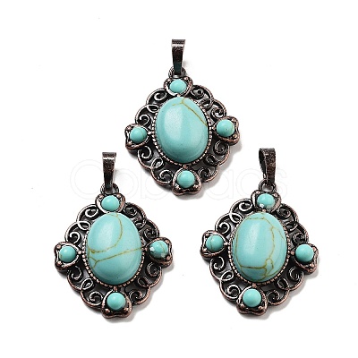 Synthetic Turquoise Rhombus Pendants G-K363-02R-18-1