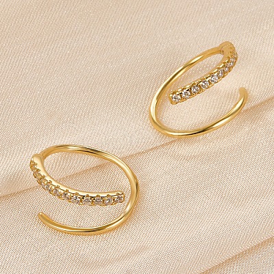 925 Sterling Silver Micro Pave Cubic Zirconia Hoop Earrings CB9976-2-1
