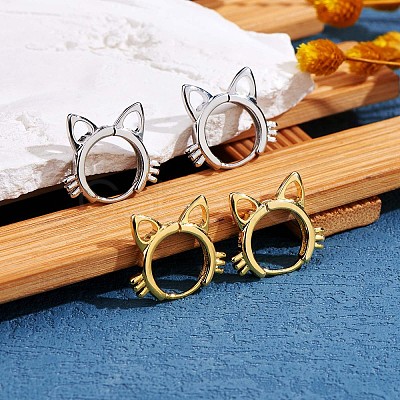 Women Cat Brass Leverback Earrings JE965A-1