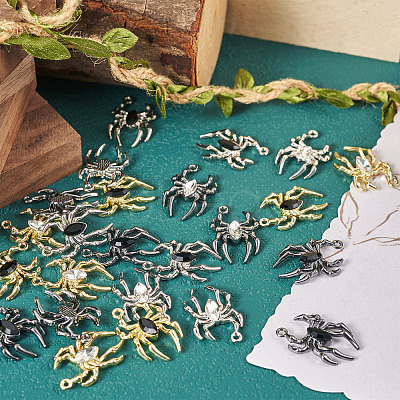 24Pcs 6 Color Glass Spider Pendant FIND-TA0003-07-1