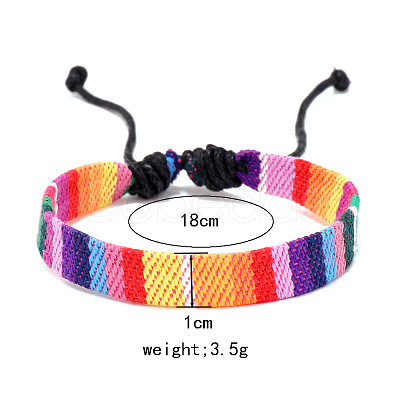 12Pcs Adjustable Ethnic Style Cotton Cord Braided Bracelets for Men Women FS-WGF0782-01-1