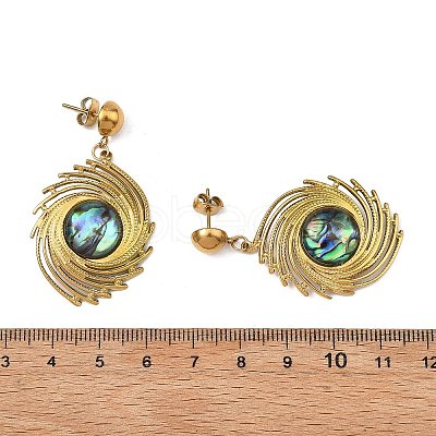 304 Stainless Steel & Natural Paua Shell Dangle Earrings for Women EJEW-JE07212-1