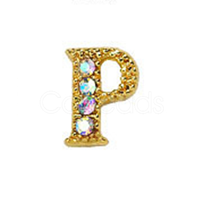 Alloy Gold Rhinetone Letters Nail Stud Cabochons MRMJ-S047-023P-1