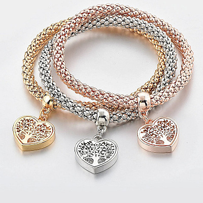 3Pcs Alloy Rhinestone Charm Bracelets WGE2207-01-1