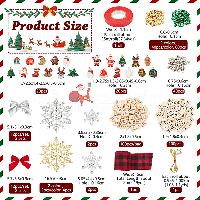 DIY Christmas Themed Wood Pendant Decorations Kits DIY-NB0012-73-1