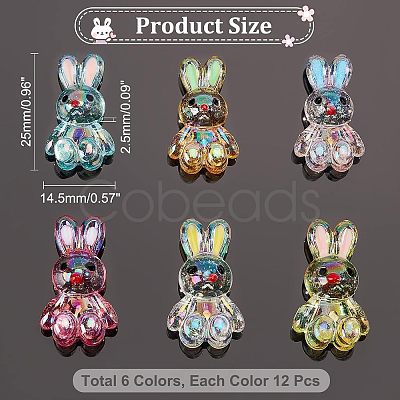 72Pcs 6 Colors Transparent Acrylic Beads MACR-FH0001-10-1