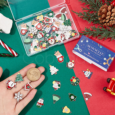 60pcs 15 styles Christmas Theme Alloy Enamel Pendants ENAM-SC0005-56-1