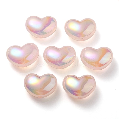 UV Plating Rainbow Iridescent Imitation Jelly Acrylic Beads OACR-C007-08B-1