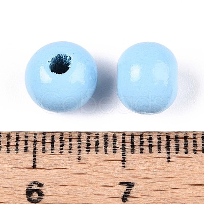 Spray Painted Round Natural Schima Wood Beads WOOD-A018-8mm-18-1