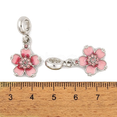 Rack Plating Alloy Light Rose Rhinestone European Dangle Charms FIND-C055-25P-1