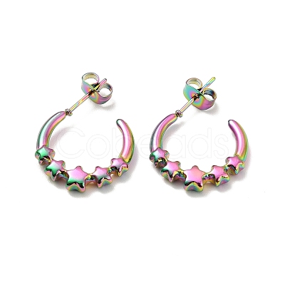 Ion Plating(IP) 304 Stainless Steel Star Stud Earring EJEW-P202-04MC-1