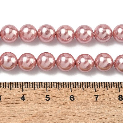 Electroplated Shell Pearl Beads Strands X-BSHE-G041-8mm-05-1