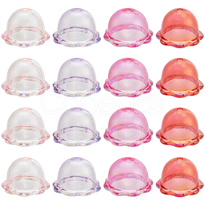 60Pcs 4 Colors UV Plating Acrylic Bead Caps PACR-PA0001-12A-1