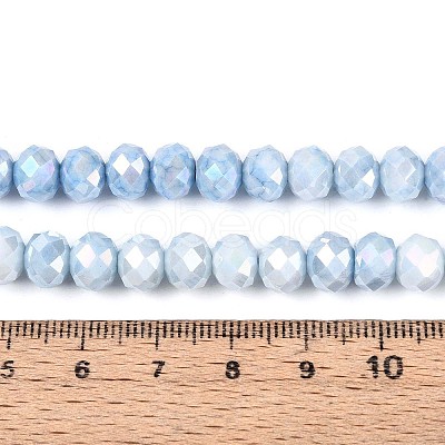 Anti-Tarnish Electroplate Rondelle Glass Beads Strands EGLA-T021-8mm-17-02-1