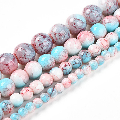 Baking Paint Glass Beads Strands DGLA-N003-8mm-C03-1