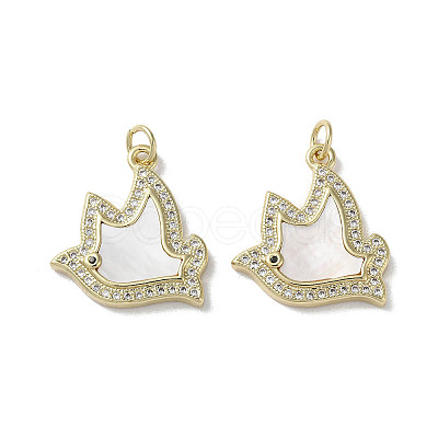 Brass Micro Pave Cubic Zirconia Pendants KK-G485-25A-G-1