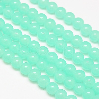 Imitation Jade Glass Round Bead Strands GLAA-A022C-8mm-M-1