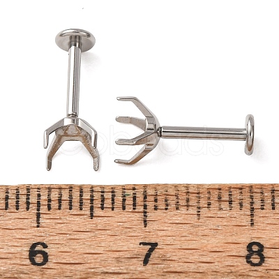 304 Stainless Steel Prong Earring Settings SA-CBA8B85-11D-02-1