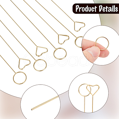 40Pcs 2 Styles Ring & Heart Shaped Steel Wire Name Card Clip Holder AJEW-CN0006-48-1