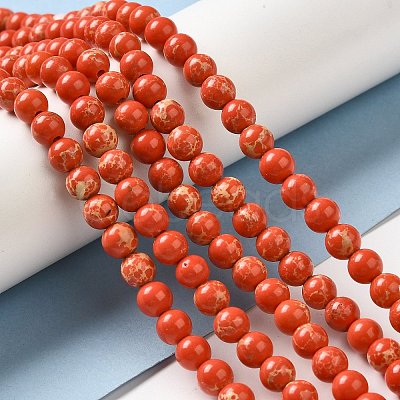 Synthetic Imperial Jasper Beads Strands G-I199-35-6mm-D-1