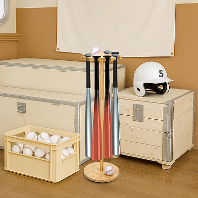 Wood Baseball Bat Organizer Display Stands ODIS-WH0043-268-1