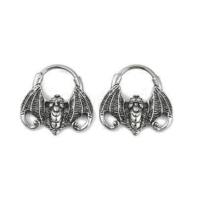 Bat 316 Surgical Stainless Steel Hoop Earrings X-EJEW-G416-31AS-1