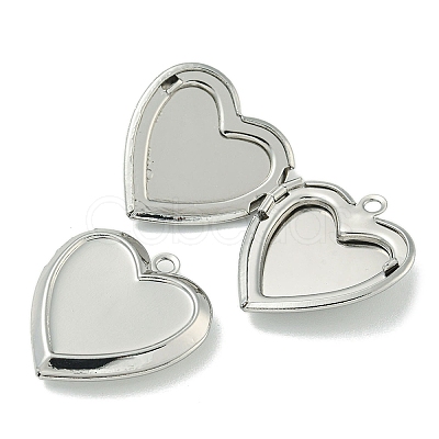 Rack Plating Heart Brass Locket Pendants KK-T071-11P-1