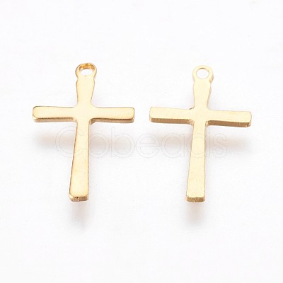 304 Stainless Steel Tiny Cross Charms STAS-P220-08G-1