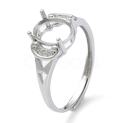 Adjustable 925 Sterling Silver 4 Prongs Ring Settings STER-K179-07P-1