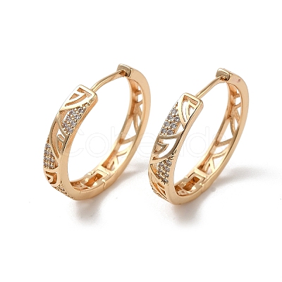 Brass Micro Pave Cubic Zirconia Hoop Earrings for Women EJEW-M238-30KCG-1