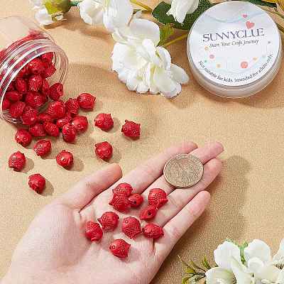 SUNNYCLUE 80Pcs DIY Fish Cinnabar Bead Stretch Bracelets Making DIY-SC0015-13-1