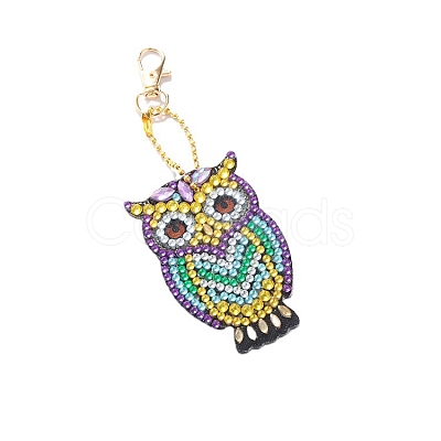 DIY Owl Keychain Diamond Painting Kits DIAM-PW0004-124-1