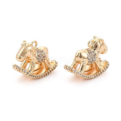 Brass Pave Clear Cubic Zirconia Pendants KK-T081-01G-1