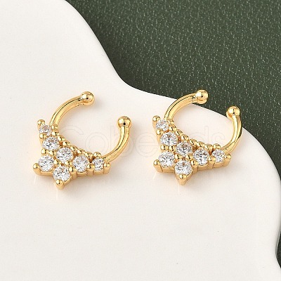 Brass Pave Clear Cubic Zirconia Circular/Horseshoe Barbell Nose Rings EJEW-D337-18B-G-1
