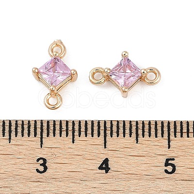Brass Pave Glass Rhombus Links Connector Charms GLAA-Q088-001A-1