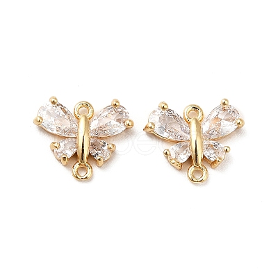 Brass Clear Cubic Zirconia Connector Charms KK-M233-53G-1