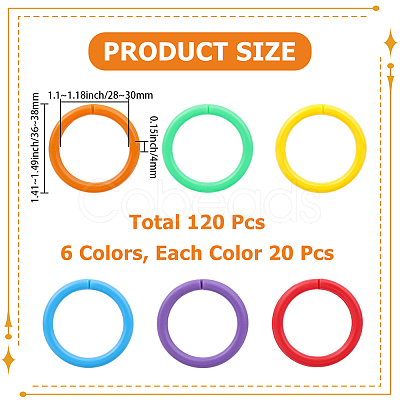 120Pcs 6 colors Plastic Loose Leaf Book Binder Rings KY-CP0001-25B-1
