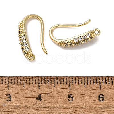 Rack Plating Brass Micro Pave Clear Cubic Zirconia Earring Hooks KK-A231-02G-1