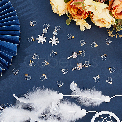 24Pcs 2 Colors Resin with Stainless Steel Clip-on Earring Findings FIND-PH0026-55-1