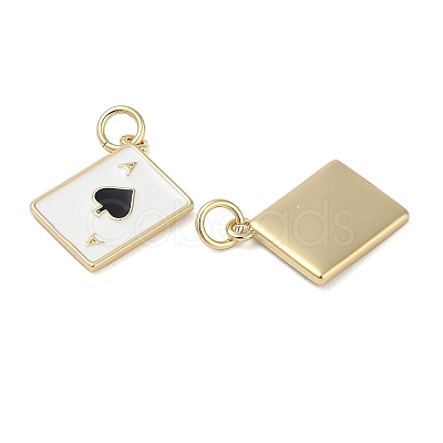 Playing Card Rack Plating Brass Enamel Pendants KK-G512-11G-01-1