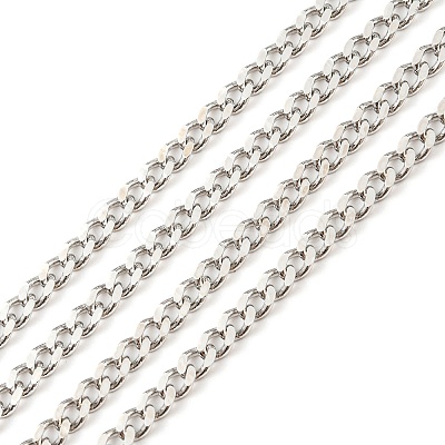 Anti-Tarnish Rhodium Plated 925 Sterling Silver Faceted Curb Chains STER-F052-06P-1